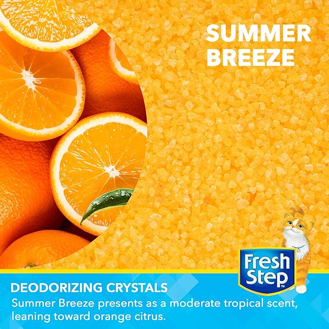 Fresh Step Cat Litter Crystals in Tropical Summer Breeze Scent - Cat Litter Box Deodorizer - Combats Odors and Neutralizes Smells to Keep Your Home Clean, 30 Ounce