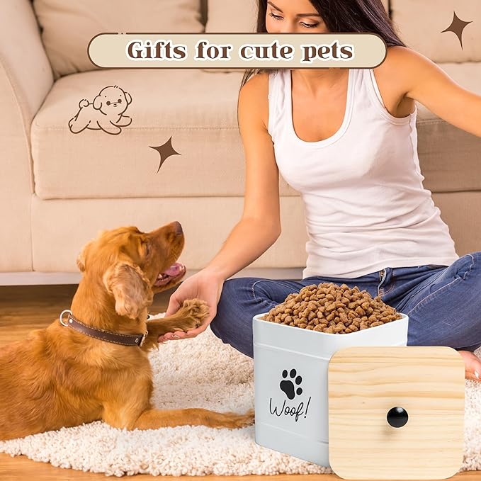 DD 2 Pack Dog Treat Container Airtight,White Dog Treat Jar with Airtight Lid,Dog Cookie Jar for Kitchen Counter, Metal Pet Treat Organizer,Small Dog Treat Canister Farmhouse Dog Food Storage