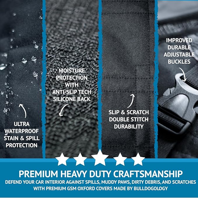 Bulldogology Cargo Liner for SUV - Heavy Duty Pet Trunk Liner Cargo Cover - Waterproof Cargo Cover for Dogs Hair, Muddy Paws - Protector Cargo Mats for Back of SUV (X-Large, Black)