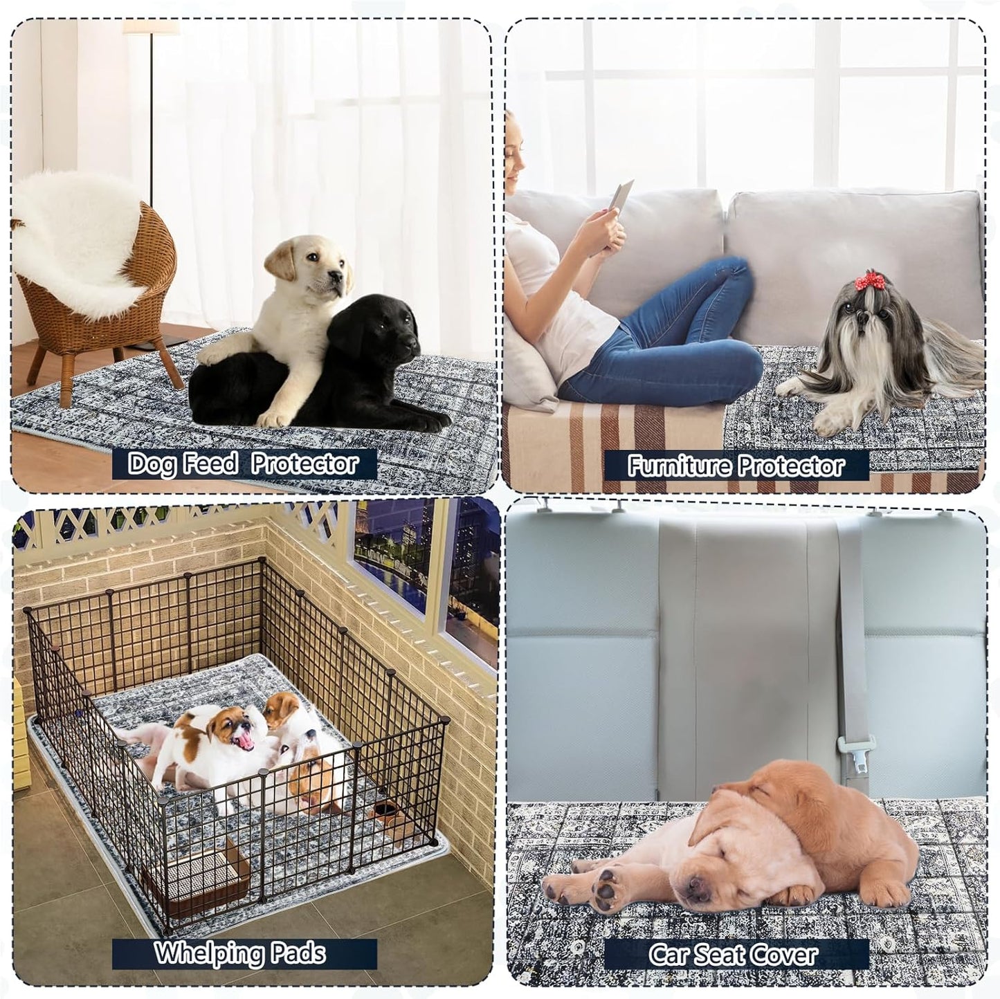 Washable Thickened Pee Pads for Dogs, 2 Pack (36"x42") Upgrade Reusable Puppy Pads with Non-Slip Rug, Super Absorbent Leakproof Puppy Training & Whelping Pads for Dogs, Doggie