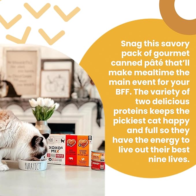 I AND LOVE AND YOU XOXOs Wet Cat Food - Chicken + Beef Pâté Variety Pack - Grain Free, Filler Free, 3oz Pack of 12 Cans