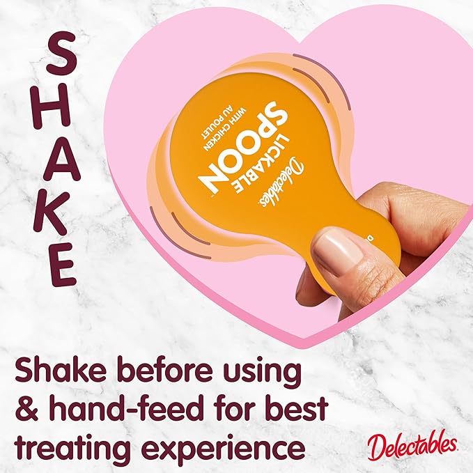 Delectables Lickable Spoon Handheld Wet Cat Treats Made with Real Chicken, Quick & Easy Creamy Puree, Mess Free, Grain-Free, No Added Fillers, No By-Products, No Added Preservatives, Chicken 32ct