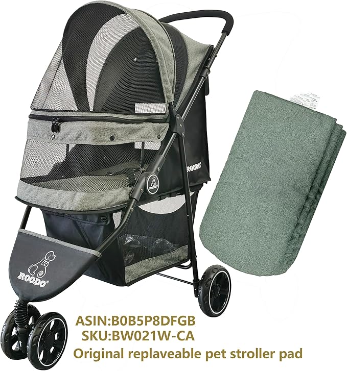 ROODO Pet Stroller Inner Pad for Exclusive Use,Original,Replaceable,Easy to Clean,Set of 3 pc(Cationic ash)