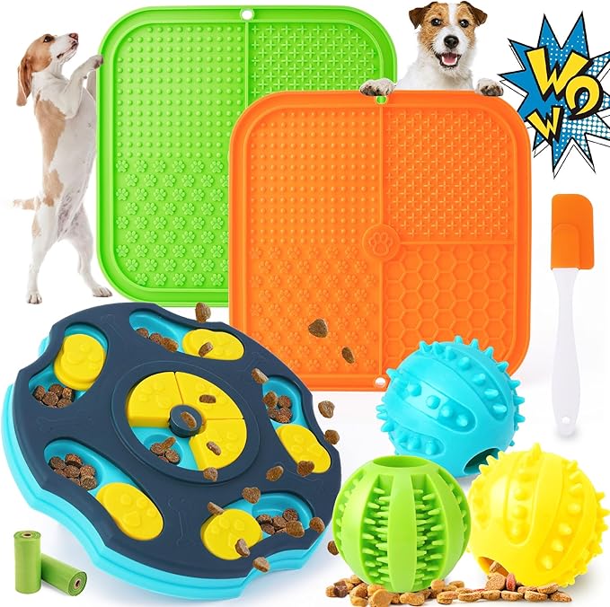 9 Pack Engaging Dog Puzzle Toy Set – Mentally Stimulating Enrichment Toys for Small & Medium Dogs, Includes Lick Mat with Suction Cups for Boredom Relief