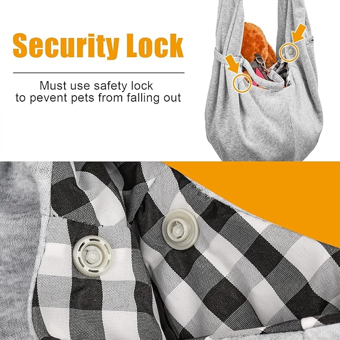 Tomkas Small Dog Sling Carrier - Zipper Pocket & Classic Strap - for 3-10 lbs Pets(Grey)