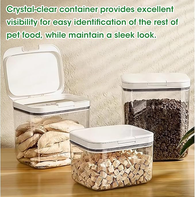 2 Pack Large Dog Treat Container Bins 2 Qt + 3 Qt with One-Press Flip-up Lid, Airtight Pet Dog Cat Treat Jar for Countertop, Pet Biscuit Canister Cookie Holder