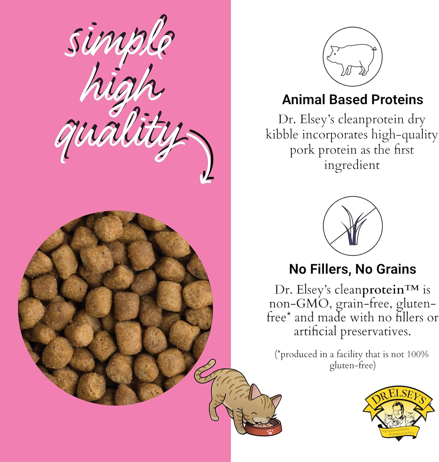 Dr. Elsey's cleanprotein Pork Cat Kibble 6.6lb. Bag