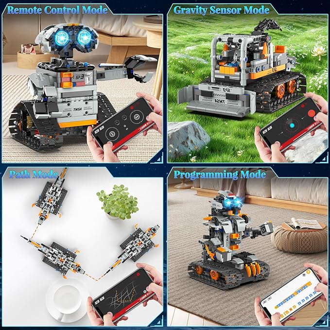 5in1 STEM Robot Building Kit for Kids 6-14+, APP & Remote Control STEM Robot Dinosaur Car Building Toys for Kid Science Learning, 688 Pcs DIY Building Blocks Set, Boys Girls Birthday Xmas Gifts Ideas