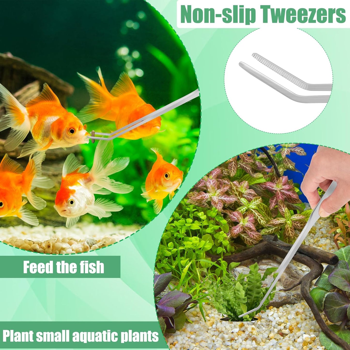 Aquarium Aquascape Tools Kit, 4 in 1 Anti-Rust Aquatic Plant Aquascaping Tool Stainless Steel Black Tweezers Scissors Spatula for Aquarium Tank Clean Fish Tank Aquascape Accessories Set