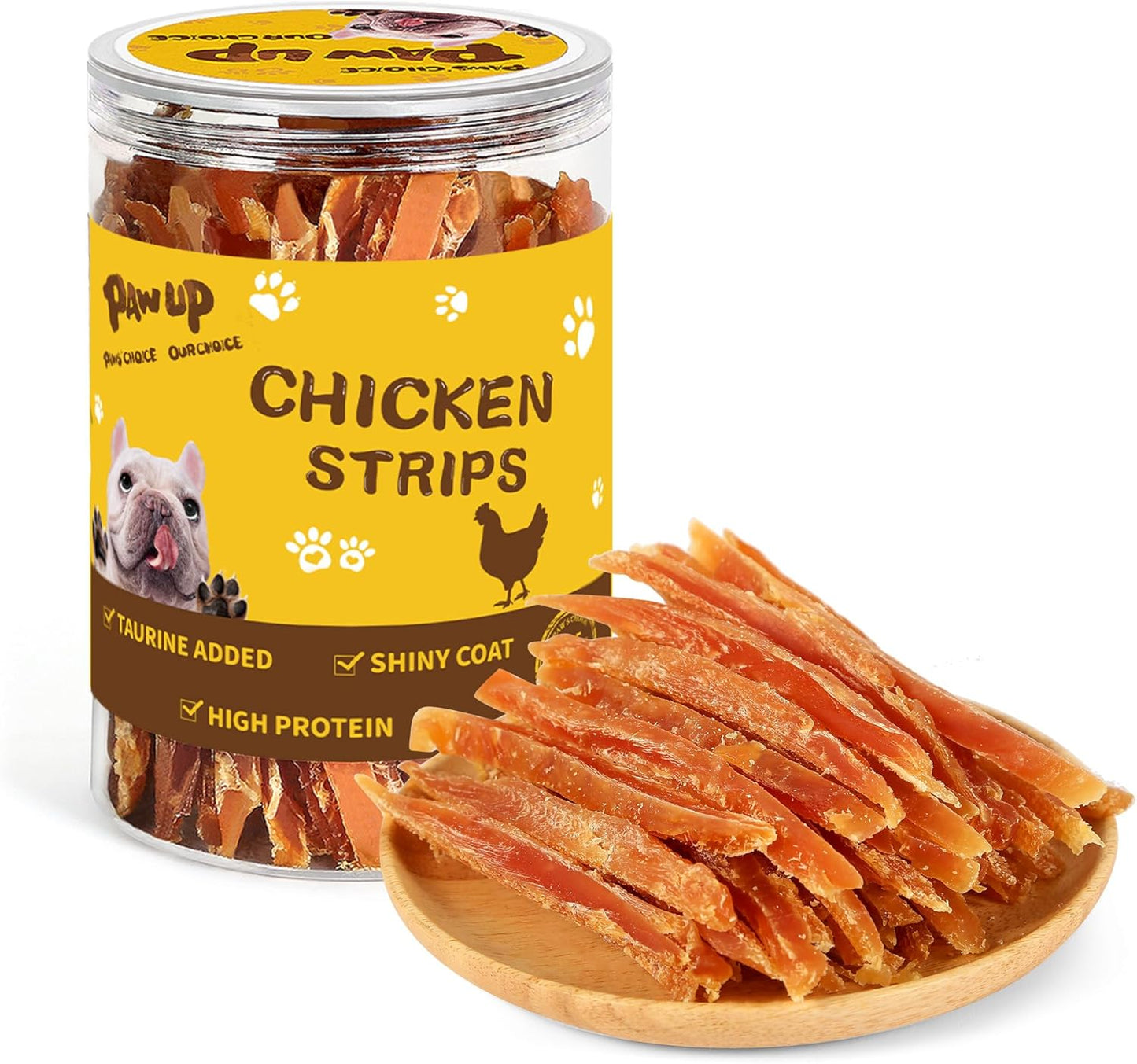 PAWUP Chicken Jerky Strips Dog Treats, Training Treats for Dogs w/Taurine, Low Fat, Natural Chicken Jerky Cuts, 12.5 oz