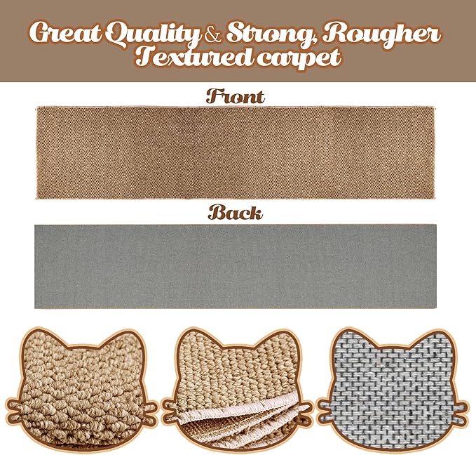 80"x15.7" Cat Wall Scratching Mat, Extra Large Cat Climbing Carpet with 20 Fixed Nails Wall Scratcher Furniture Protector for Couch, Sofa, Home (Brown)