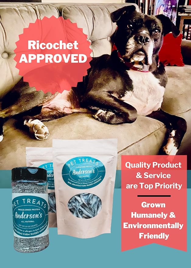 Anderson's Freeze Dried Protein Pet Treats, 2 oz | Quality Treats for Training | Grain and Gluten Free | Arkansas Farm Raised Minnows