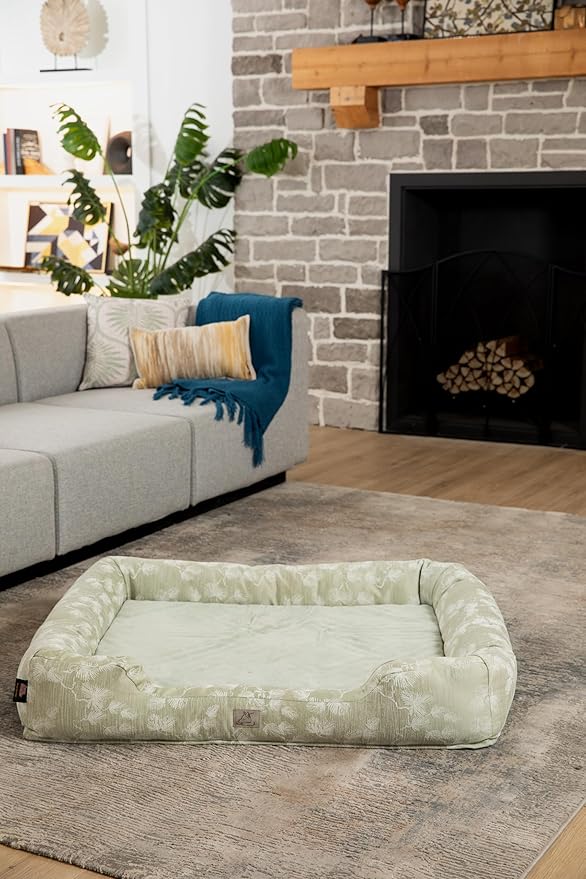 Furry's Paradise Foam Cuddler Pet Bed with Waterproof Liners, Reversible Cushion, Washable Cover, Recycled Fibers and Non-Slip Bottom. (Blown Dandelions, Orthopedic Medium)