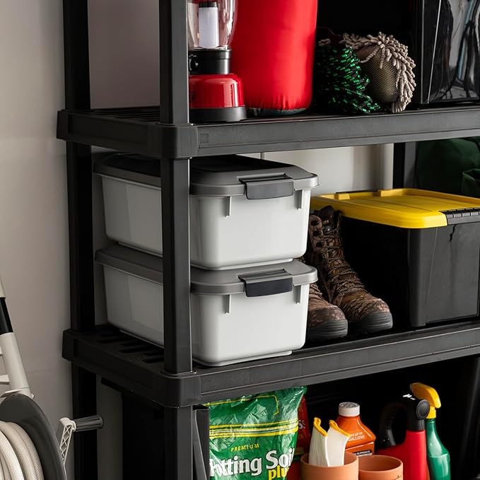 IRIS USA WeatherPro Airtight Pet Food Storage Container, Up to 14 lbs, Dog Cat Bird and Other Pet Food Storage Bin Keep Pests Out Translucent Body BPA Free Stackable, 2 Pack, Gray