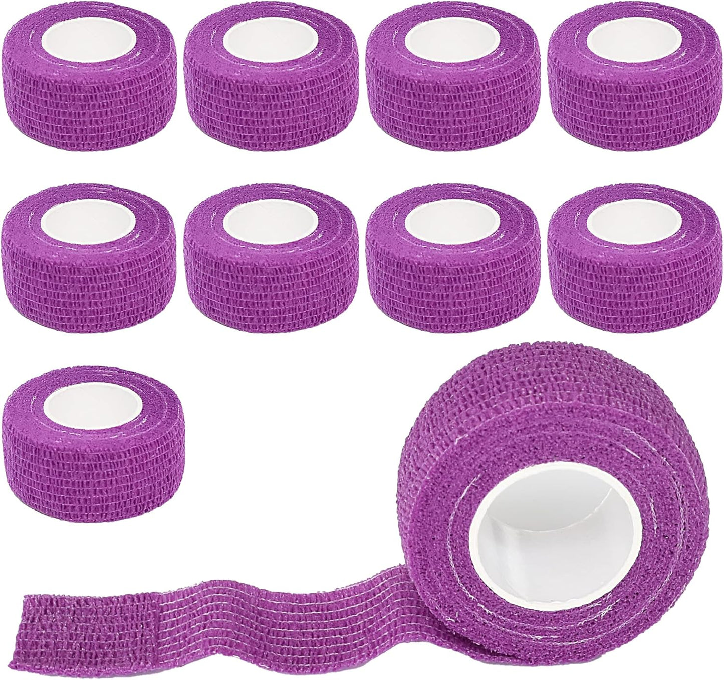 9 Pack 1" x 5 Yards Self Adhesive Bandage Wrap Self Stick Wrap for Ankle, Wrist, Finger, Sports, Breathable Cohesive Vet Tape for Pets (Purple)