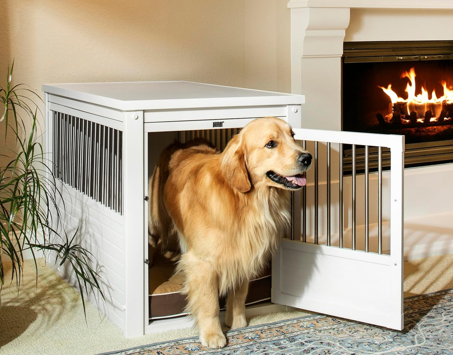 New Age Pet EHHC404XL ecoFLEX Pet Crate/End Table, Antique White, X-Large