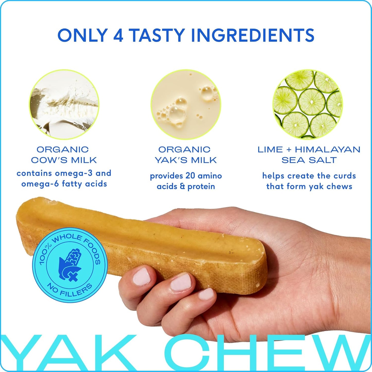 Native Pet Yak Cheese Himalayan Dog Chews - Long Lasting Dental Sticks for Large Breeds – 100% All Natural Himalayan Yak Chews for Large Dogs – Cheese Bone for Aggressive Chewers - 3 Per Pack