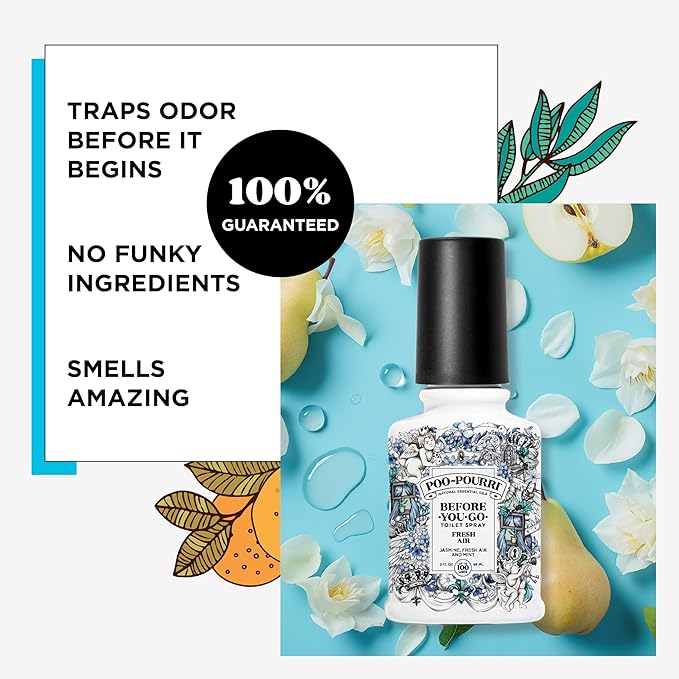 Poo-Pourri Before-You-Go Toilet Spray, Fresh Air, 2 Fl Oz - Jasmine, Fresh Air and Mint