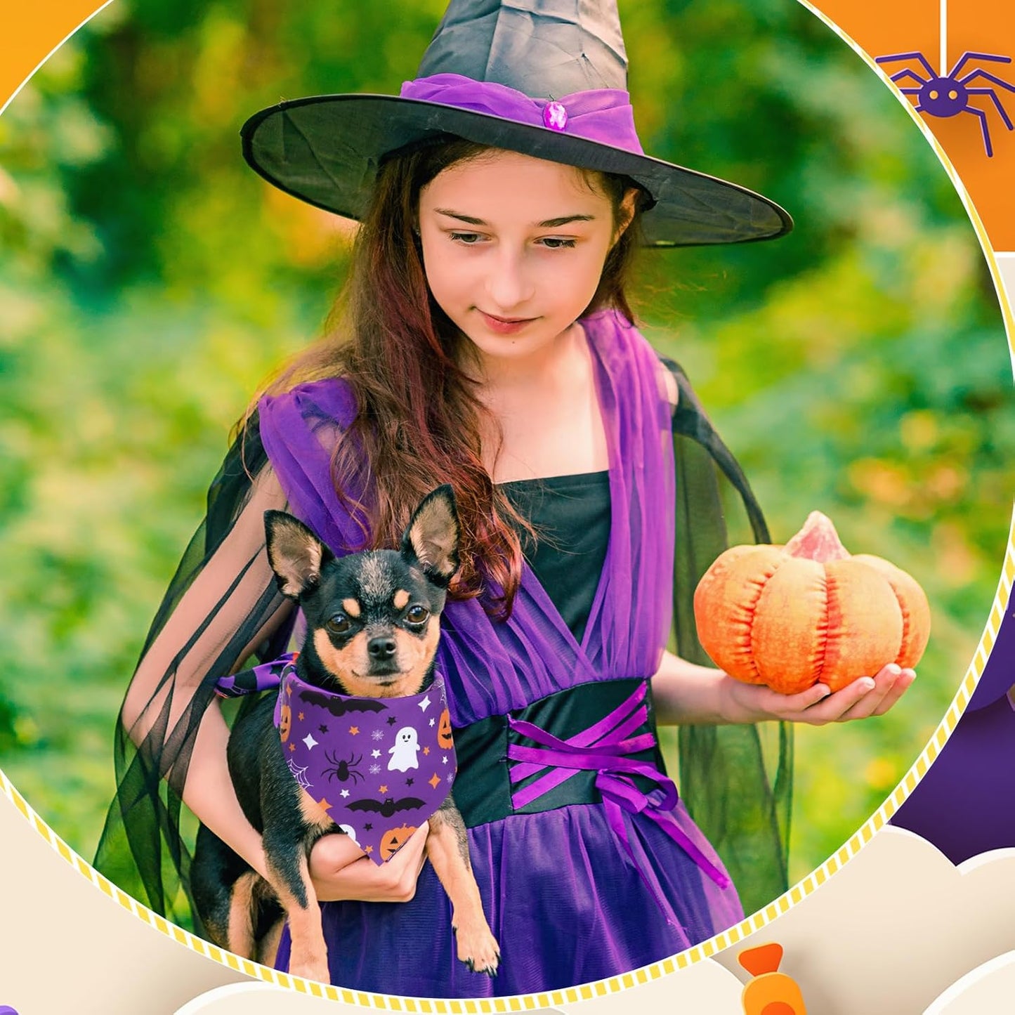 Abbylike 50 Pcs Halloween Dog Bandanas Bulk Pumpkin Bandanas for Dogs Triangle Kerchief Bibs Scarf Set for Pet Halloween Costume Photo Props Accessories Pet Shops, 25 Styles (19.7 x 13.8 x 13.8")