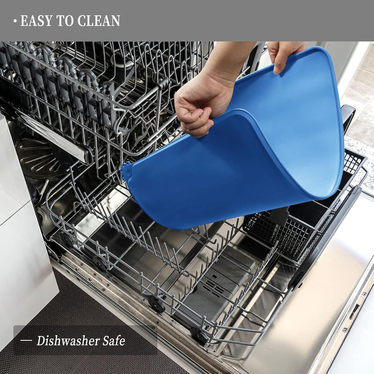 Waterproof Pet Feeding Mat with High Raised Edges, Heavier and Thicker Placemats for Cat Dog Water Bowl with BPA Free, Dogs Cats Food Mats for Messy Drinkers to Prevent Spill and Protect Floors