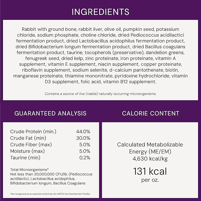 Stella & Chewy's Freeze-Dried Raw Cat Dinner Morsels - Premium Rabbit Recipe with 98% Responsibly-Sourced Meat & Organs - Natural Grain-Free Cat & Kitten Food - Made in USA - 3.5 oz