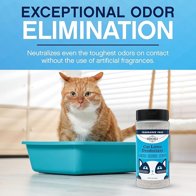 Cat Litter Deodorizer - Unscented Odor Eliminator & Litter Box Cleaner & Freshener, Non-Tracking, Dust-Free, Easy Clump & Seal, Stain & Odor Control, Advance Odor Control Technology - 16oz