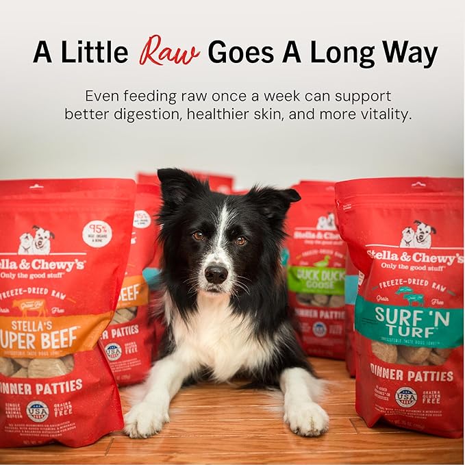 Stella & Chewy's Freeze-Dried Raw Dinner Patties - Duck Duck Goose Recipe - High Protein Grain-Free Puppy & Dog Food - Perfect For Picky Eaters - 25 oz