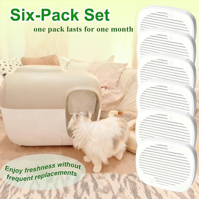 6 PCS Robertet Fragrance Box for Snow+ Automatic Cat Litter Box, Odor Remover for PetSnowy Self-Cleaning System, Monthly Change, Lemon-scented, Pets Deodorizing Pods