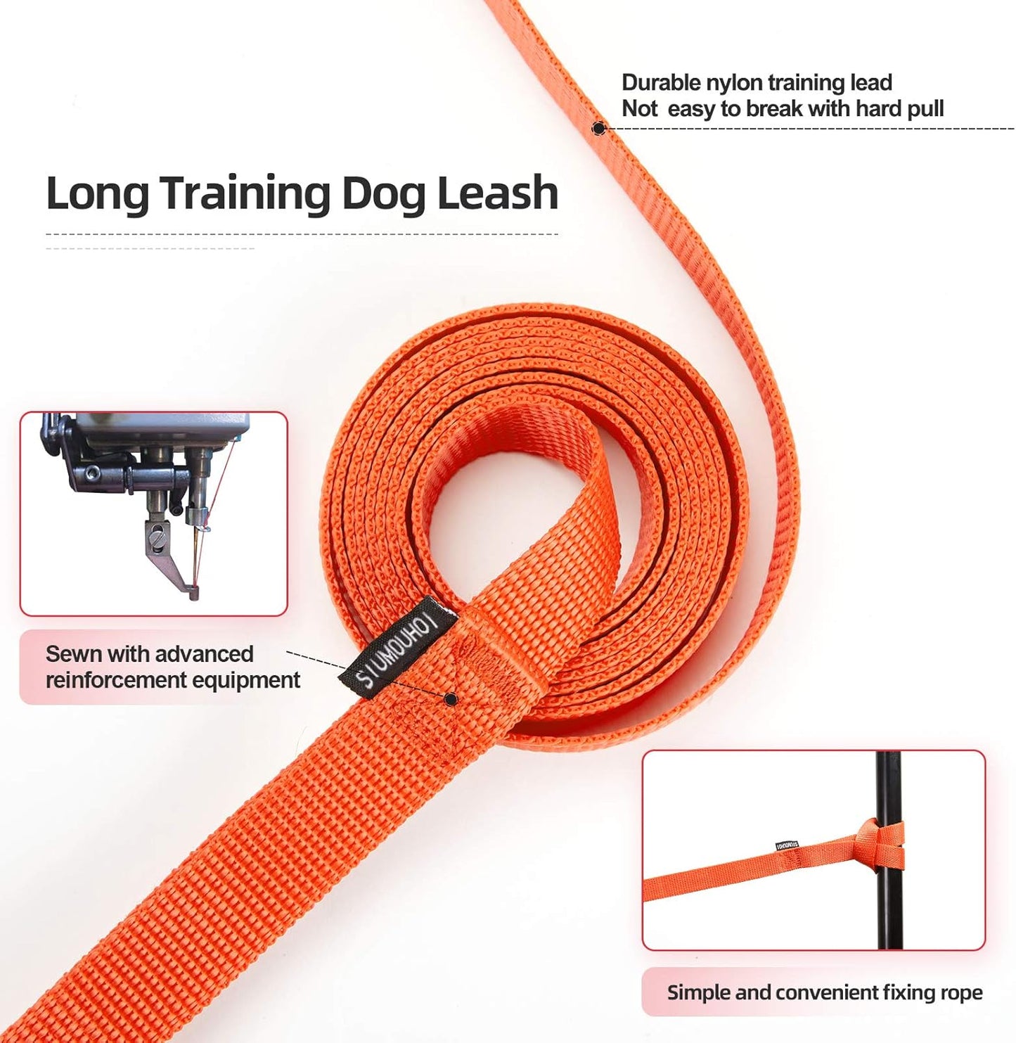 Siumouhoi Dog/Puppy Obedience Recall Training Agility Lead - 15ft 20ft 30ft 40ft 50ft Training Leash - Great for Play, Camping, or Backyard - Orange 50ft