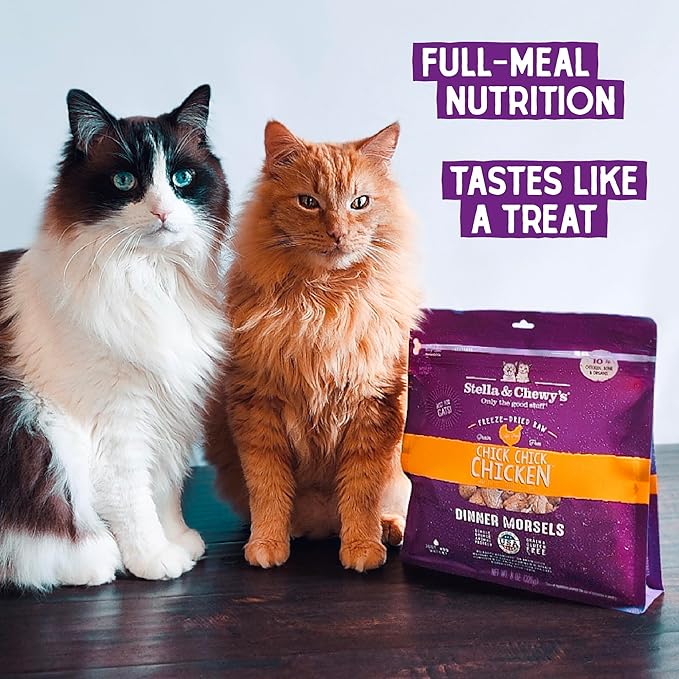 Stella & Chewy's Freeze-Dried Raw Cat Dinner Morsels - Premium Chicken Recipe with 98% Cage-Free Meat & Organs - Natural Grain-Free Cat & Kitten Food - Made in USA - 1 oz (Pack of 2)