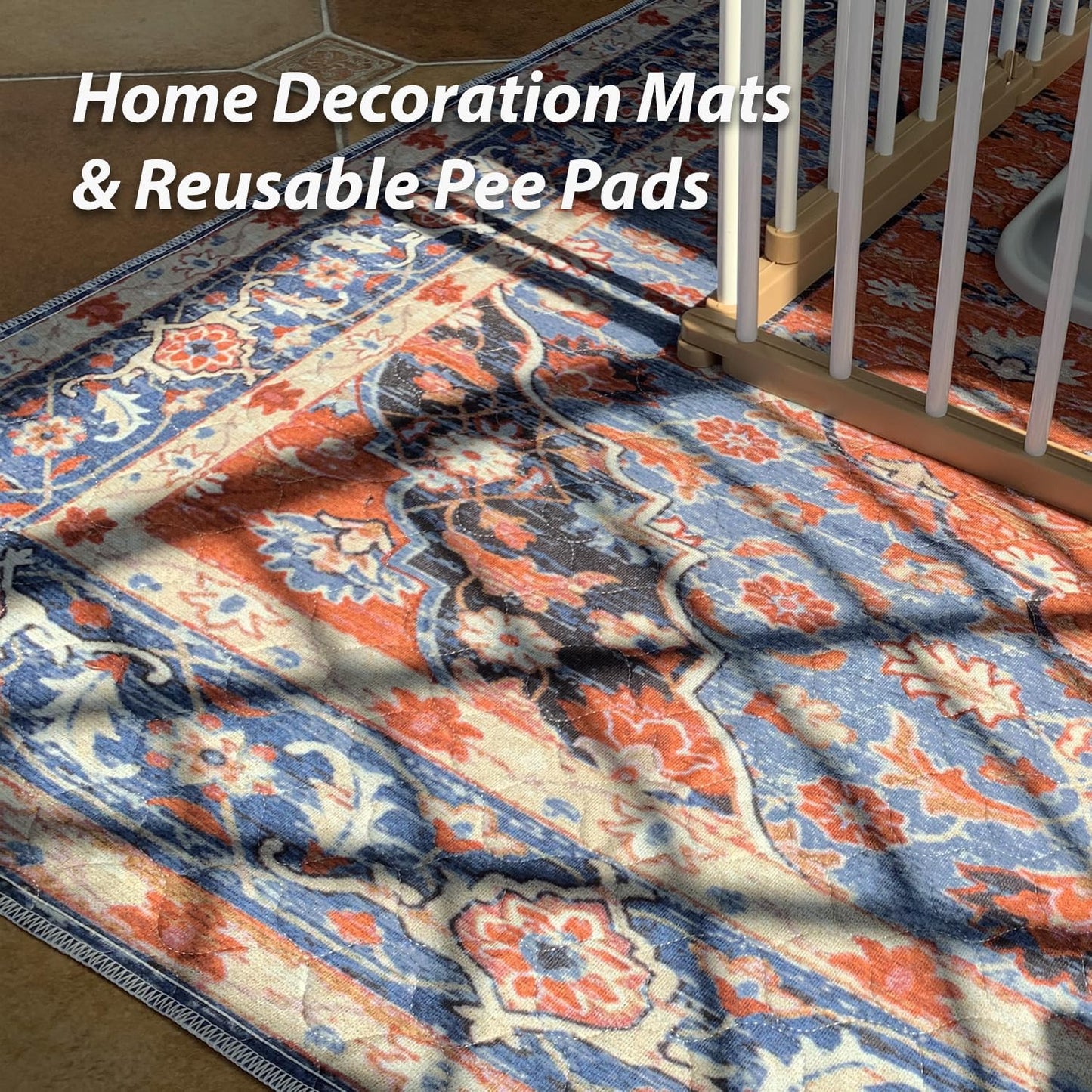 nunubaby Washable Pee Pads for Dogs, Stylish, Non-Slip and Leak-Proof Pee Pads. Reusable Potty Pads for Dogs for Crates and Floors.(Red/Floral, 36" x36")