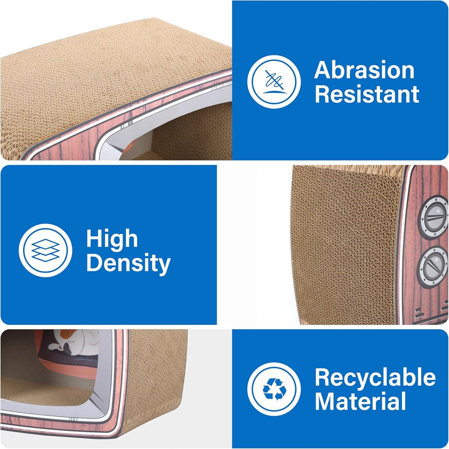 TV Cat Scraper - Durable Cat Leisure Bed - Indoor Scraper and Play House - Corrugated Toy Cat Birthday - 16.9L*12.5W*9H