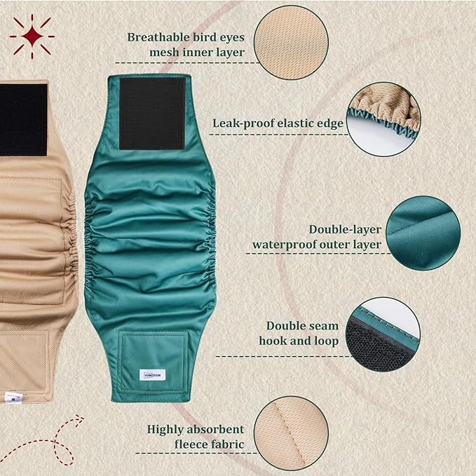 Reusable Dog Diapers Male, Premium Washable Belly Bands for Male Dogs Small, Pack of 5, High Absorbing Male Dog Wraps for Doggie & Puppy in Incontinence or Excitable Urination and Training(S)