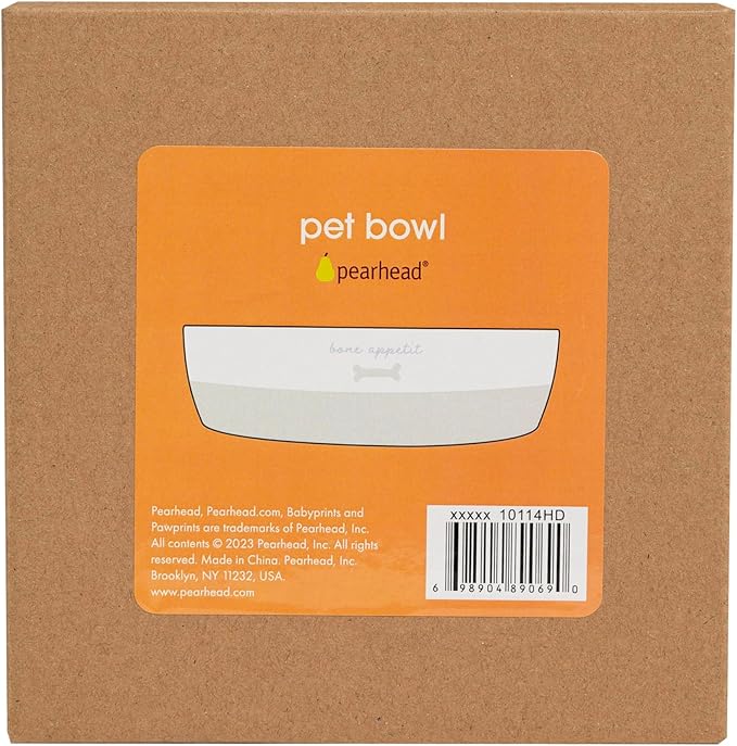 Pearhead Ceramic Bone Appétit Dog Bowl, Holds 2 Cups, Stoneware Food and Water Dish, Microwave and Dishwasher Safe, Small/Medium