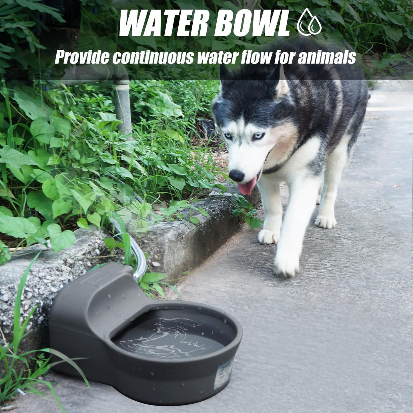 Automatic Water Dispenser for Dogs, Patented 2L Dog Water Bowl Dispenser, Automatic Chicken Waterer Fit 3/4'' GHT Faucet, Water Hose, Copper Connector Outdoor Dog Water Bowl for Livestock Animal