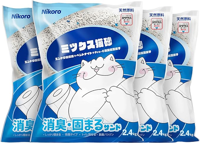 NIKORO Tofu Cat Litter,Strong Clumping Cat Litters,Odor Control and Unscented Ultra Absorbent Water Flushable Bentonite Tofu Cat Litter,Dust Free Scent Free,21 lbs(5.29 lbs×4Bags)