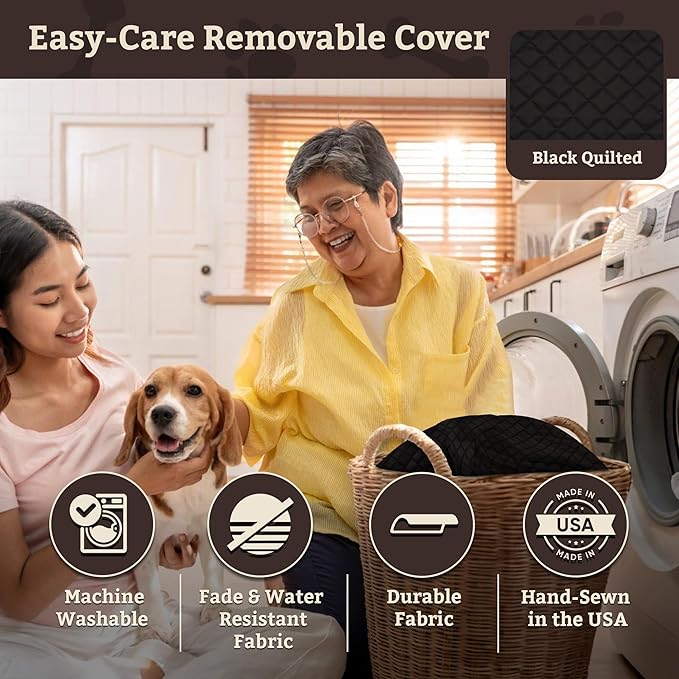 Snoozer Lookout I Car Seat - Dog Car Seats for Small Dogs, Puppy Booster Bed for Small Sized Pets up to 18 Lbs, Elevated, Washable - Size S, Black Quilted