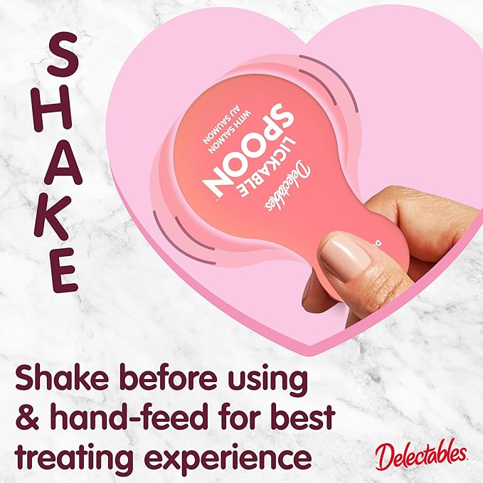 Delectables Lickable Spoon Handheld Wet Cat Treats Made with Wild-Caught Salmon, Quick & Easy Creamy Puree, Mess Free, No Added Preservatives, Salmon 96ct