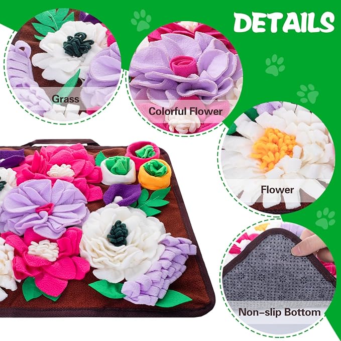 Snuffle Mat for Dogs,Dog Feeding Mat Sniff Mat Interactive Dog Puzzle Mat for Training and Stress Relief Encourages Natural Foraging Skills (Coffee)