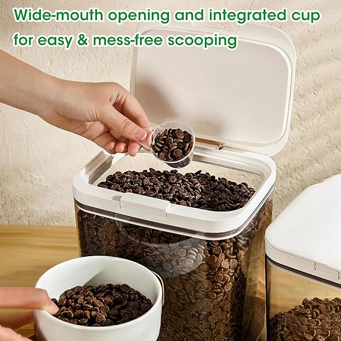 2 Pack Large Dog Treat Container Bins 2 Qt + 3 Qt with One-Press Flip-up Lid, Airtight Pet Dog Cat Treat Jar for Countertop, Pet Biscuit Canister Cookie Holder