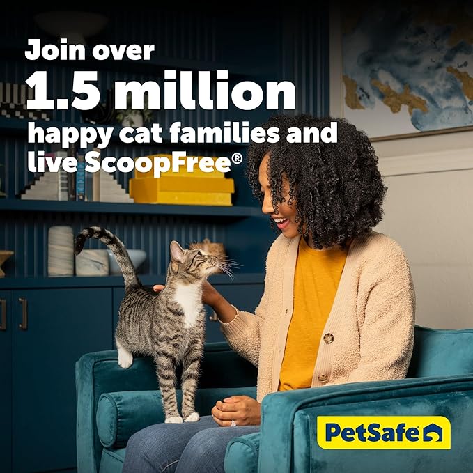 PetSafe ScoopFree Crystal Plus Automatic Self-Cleaning Cat Litter Box System – Not Enclosed – Advanced Odor Control – Includes 1 Disposable Crystal Litter Tray – White (PAL00-18016)