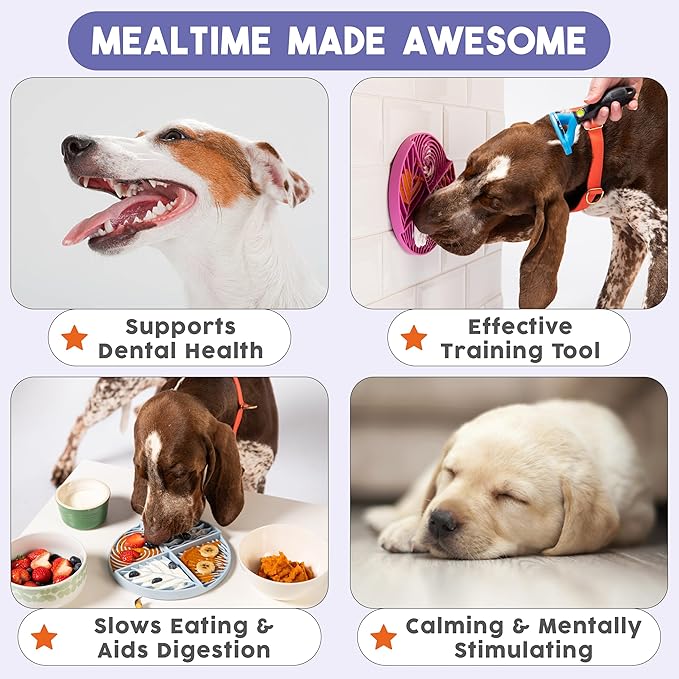 Awoo Paradise - Silicone Dog & Cat Lick Mat and Slow Feeder with Suction Cups - Non-Slip, Dishwasher Safe Pet Dish - Extends Mealtime for Fast Eaters and Reduces Anxiety - for Wet & Dry Food (Sage)