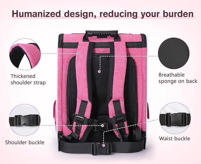 Pecute Cat Backpack Carrier, Expandable Cat Carrier Backpack with Breathable Mesh, Pet Carrier Backpack for Cats Small Dogs Puppies, Dog Backpack Carrier Great for Travel Hiking Camping Outdoor