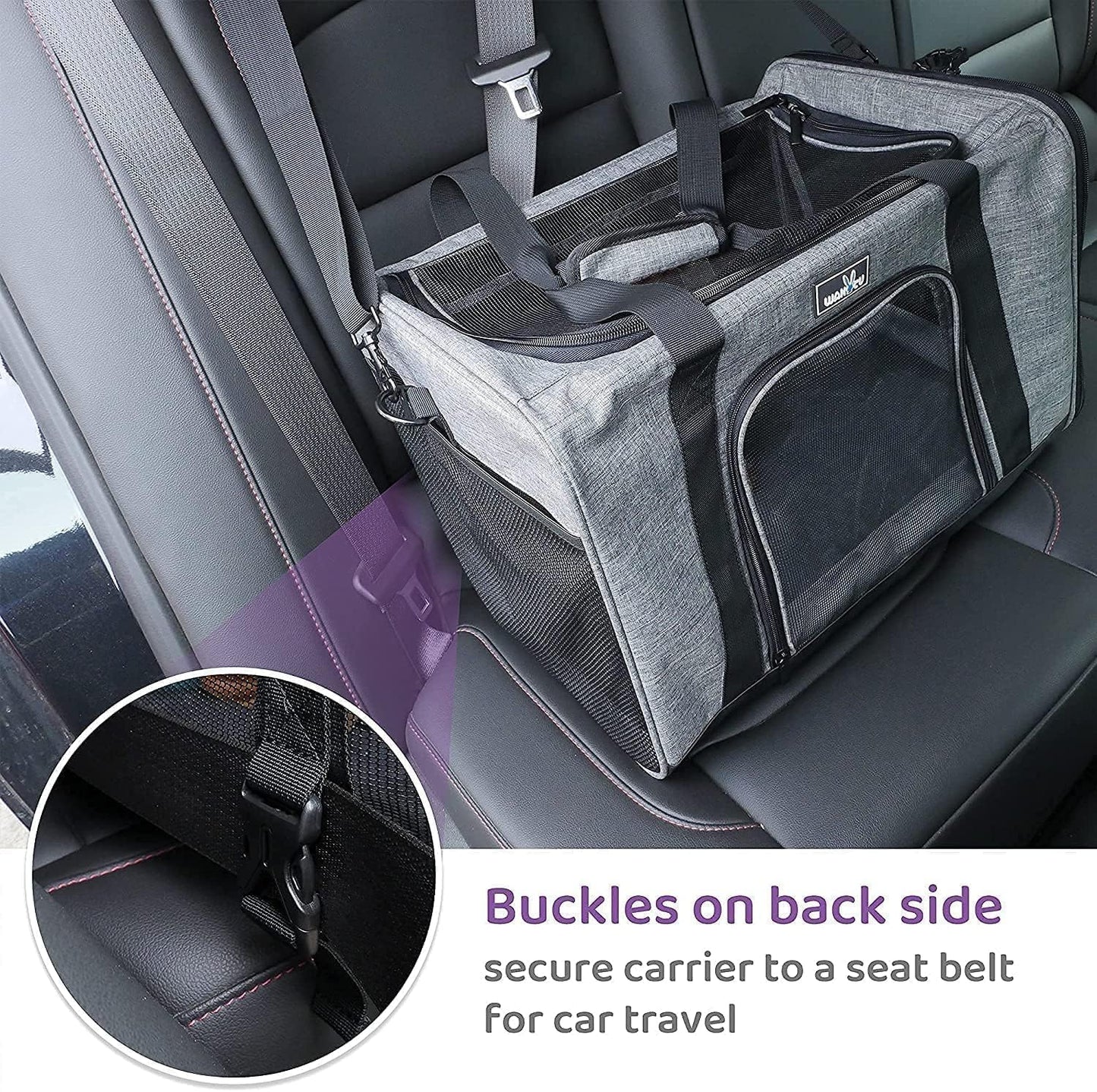 Dog Carriers for Small Dogs, Cat Carrier Travel, Expandable, Collapsible, 900D High Density Oxford Cloth, Wear-Resisting, Anti Tearing, Reflective Tape,Safety Lock Zipper