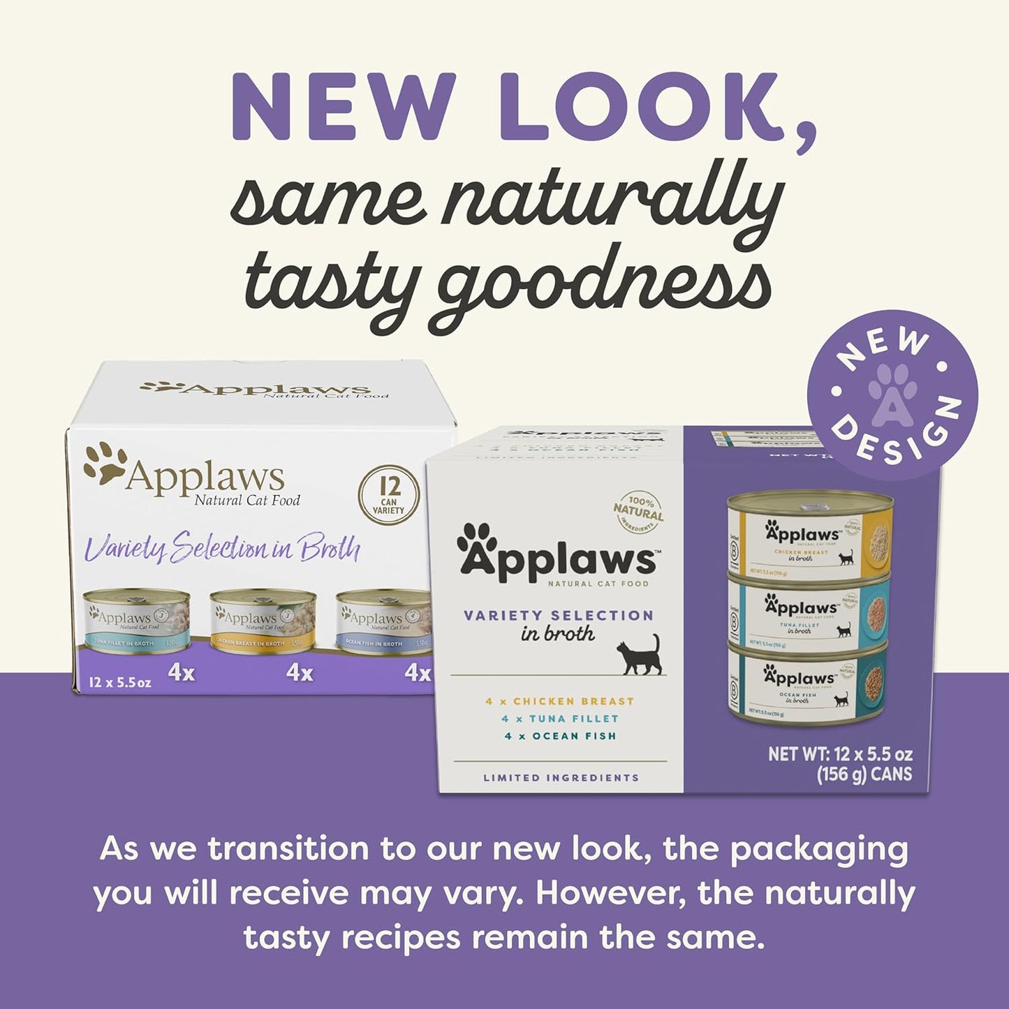 Applaws Natural Wet Cat Food, Limited Ingredient, Grain-Free, Protein with No Artificial Additives, Variety Pack in Broth (12 x 5.5oz Cans)