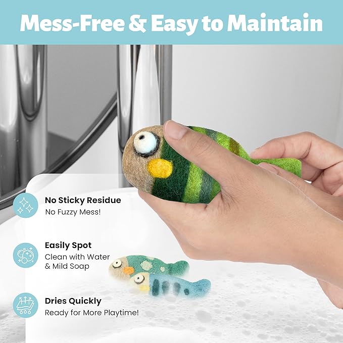 Woolbuddy Felted Wool Cat Toys – 3 Fish Kick Toys for Indoor Cats, Catnip-Free & Durable