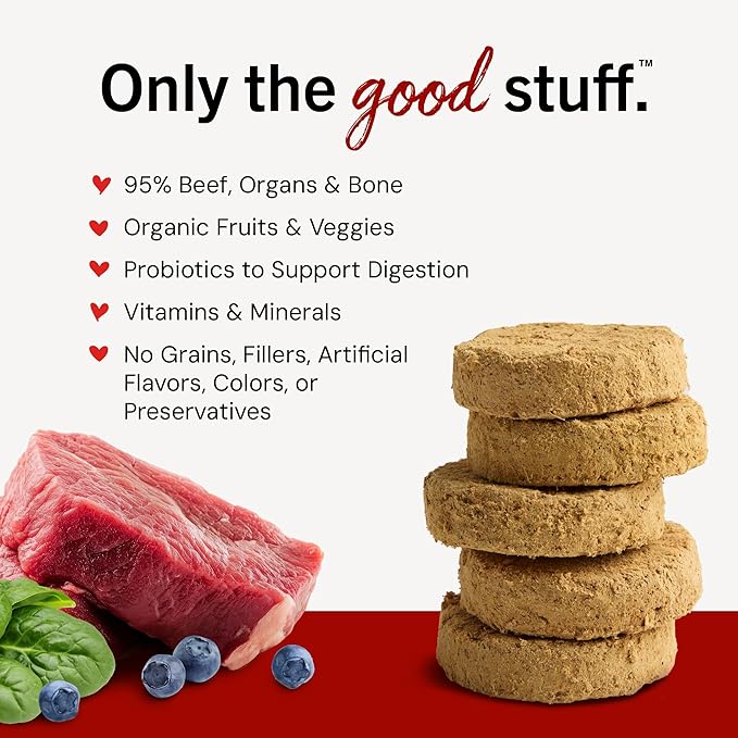 Stella & Chewy's Freeze-Dried Raw Dinner Patties - Beef Recipe - High Protein Grain-Free Puppy & Dog Food - Perfect For Picky Eaters - 5.5 oz