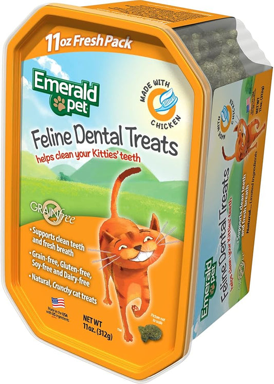 Emerald Pet 856916006144 11 oz Feline Dental Treat Tub Chicken