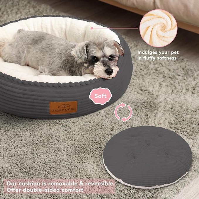 30in Dog Bed Sofa for Small/Medium/Large Dogs, Machine Washable Supportive Foam Pet Couch with Washable Removable Mat and Non-Slip Bottom, Pet Cuddler for Indoor/Outdoor/Car/Cage, Dark Grey