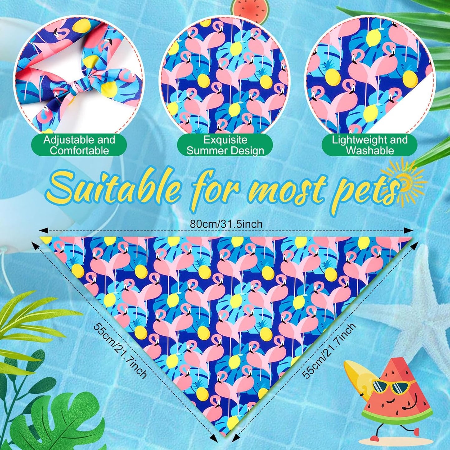 Chunful 100 Pieces Dog Bandanas Bulk Summer Pet Bandanas Pack Triangle Scarf Bib Kerchief Set for Small Large Dog Costume Accessories Decoration(31.5 x 21.7 x 21.7,Fruit)